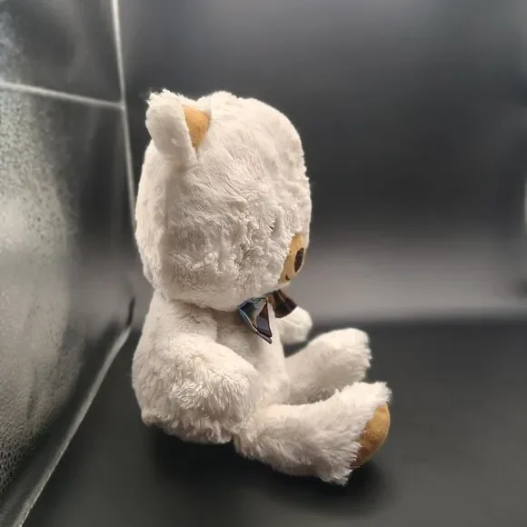 Hallmark Basil the Bear White Tan Teddy Plaid Bow Tie Plush Toy 13" - Picture 5 of 12